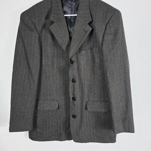 Biltmore Gorgio  Wool Blazer 42 R‎ Jacket Sport Coat Dark Gray Pattern
